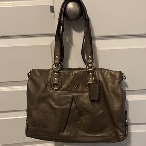 Coach Metallic Brown Leather Shoulder Bag